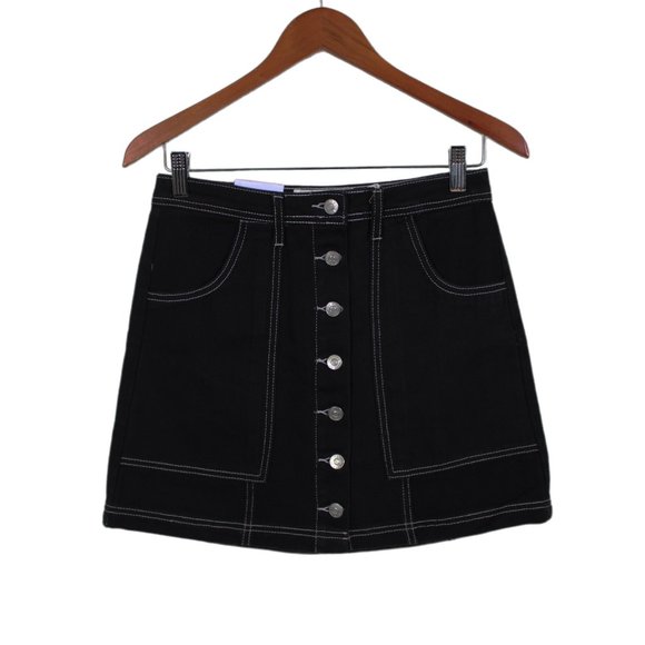 Ardene Black Button Up Denim Mini Skirt - Picture 1 of 9